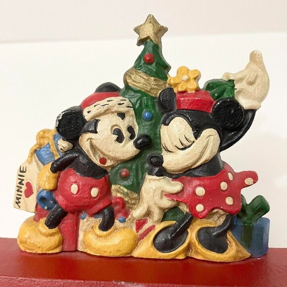 Vtg MCF Mickey Minnie Mouse Cast Iron Double Stocking Holder Flaws - Picture 2 of 16